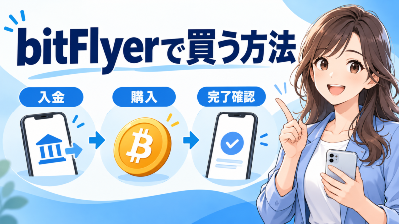 bitFlyerで日本円を入金し購入完了を確認する流れ