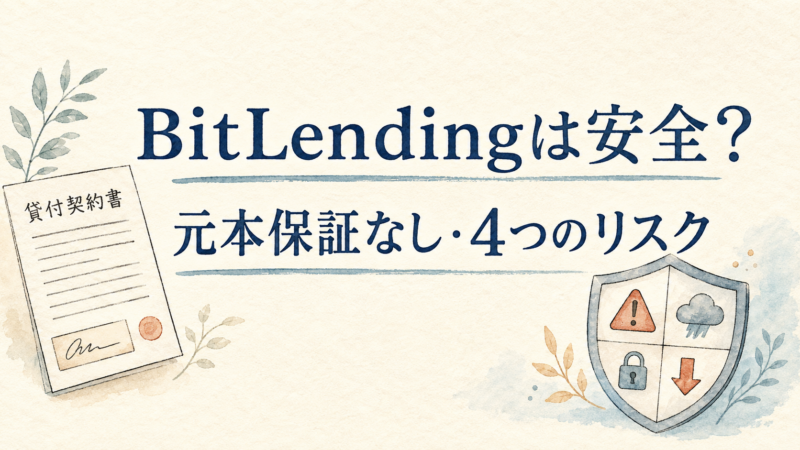 BitLendingは安全？元本保証なし・4つのリスクを示す記事のアイキャッチ画像。