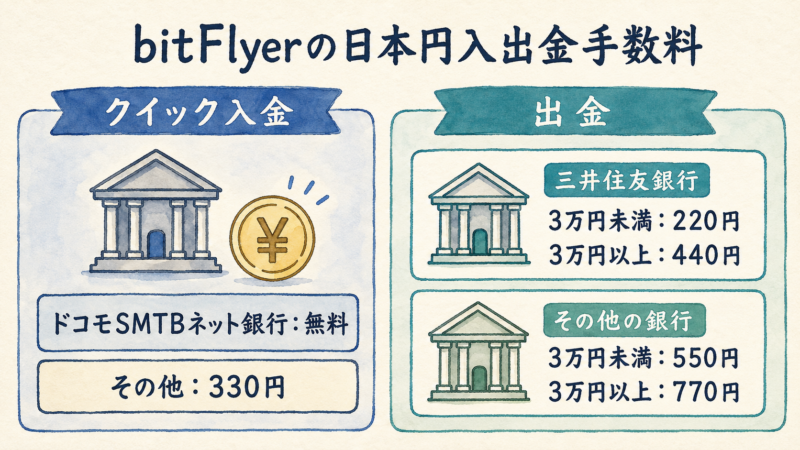 bitFlyerのクイック入金と日本円出金の手数料区分