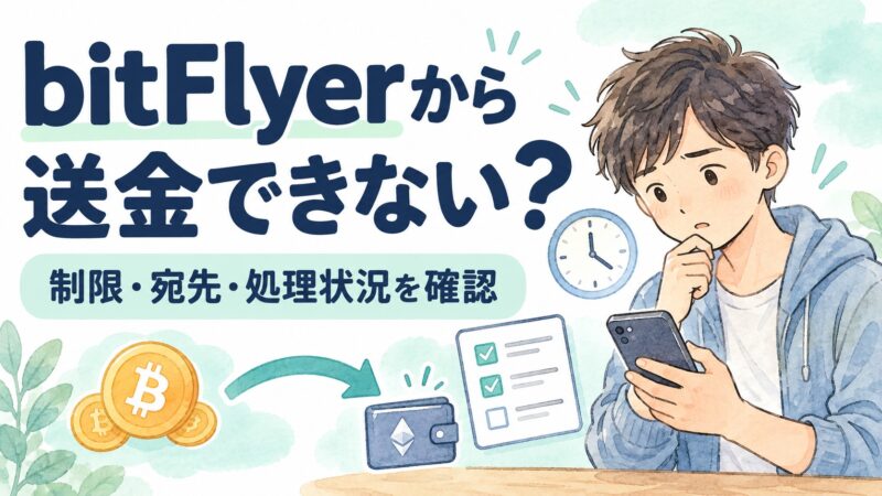 bitFlyerから送金できないときに制限・宛先・処理状況を確認する図