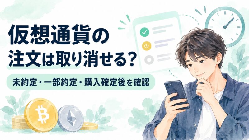 仮想通貨の注文取消：未約定・一部約定・購入確定後を確認