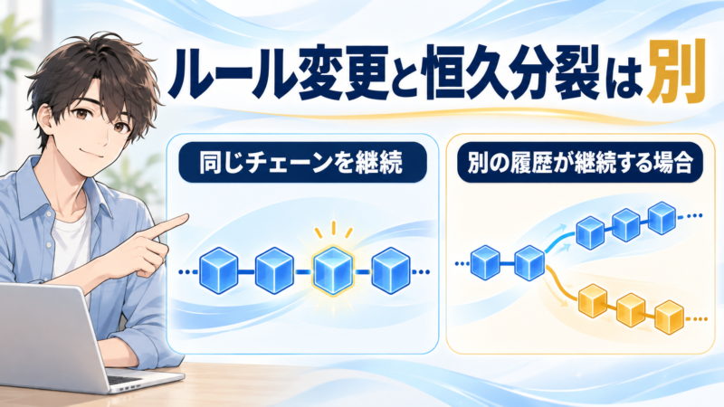 ルール変更と恒久的なチェーン分裂の違い
