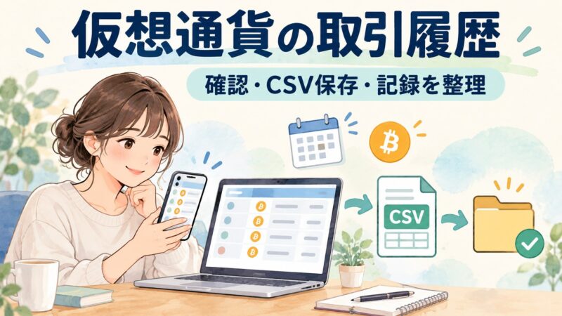 仮想通貨の取引履歴を確認しCSVで保存・整理する図
