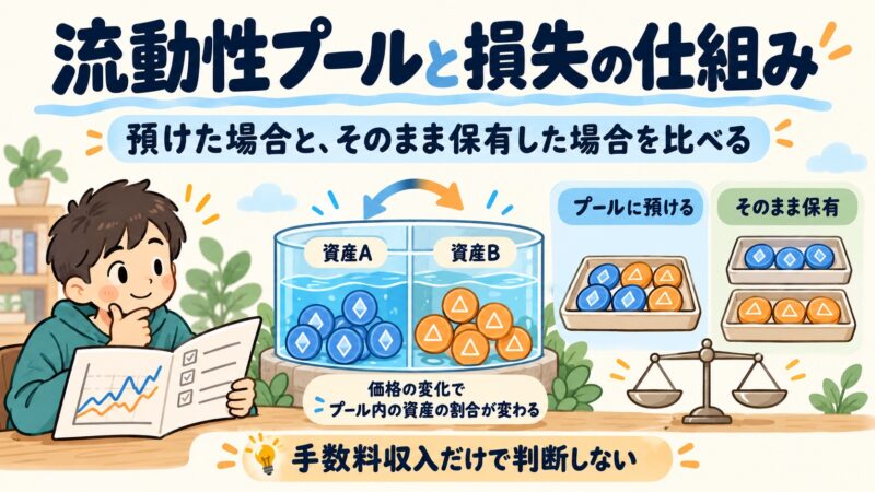 流動性プールと単純保有の違いを比べる図