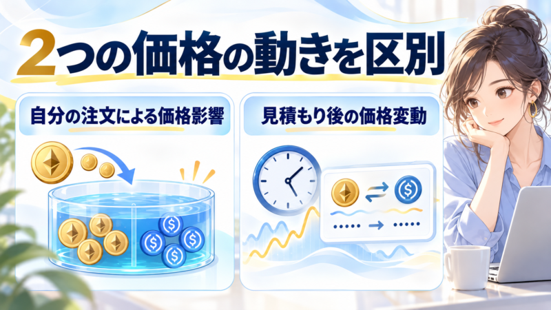 注文の価格影響と見積もり後の価格変動の違い