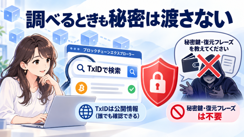 TxIDの検索に秘密鍵や復元フレーズは不要